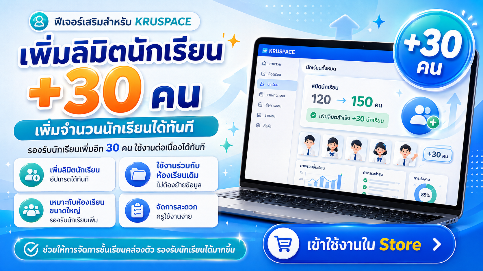 เพิ่มลิมิตนักเรียน +30 คน